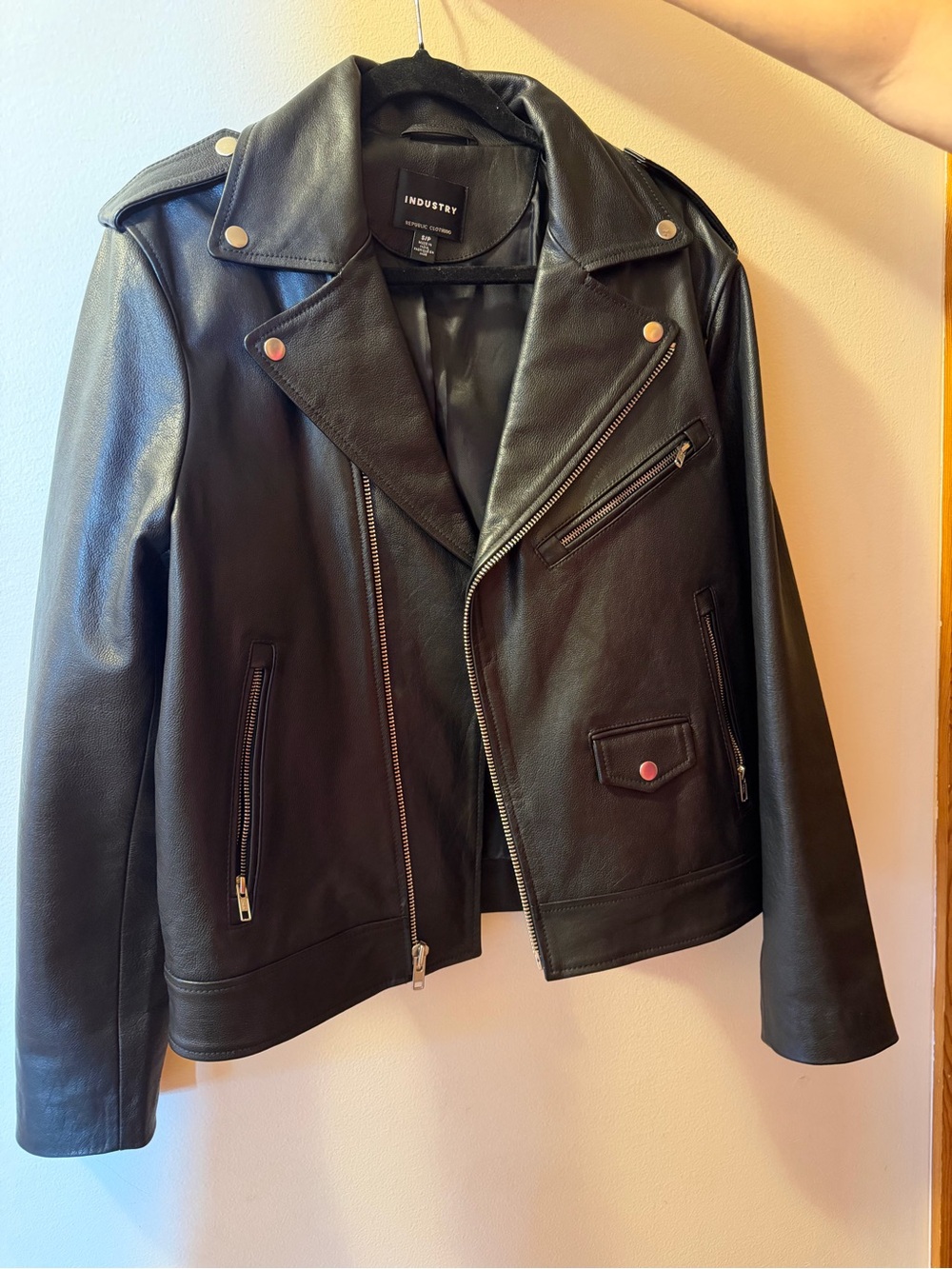 INDUSTRY Women's Black Leather Moto Jacket